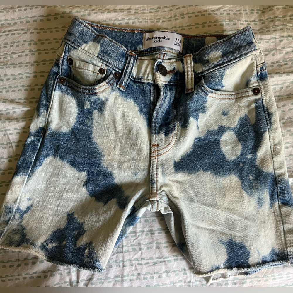 Abercrombie Blue and White Tie-Dye Jean Shorts